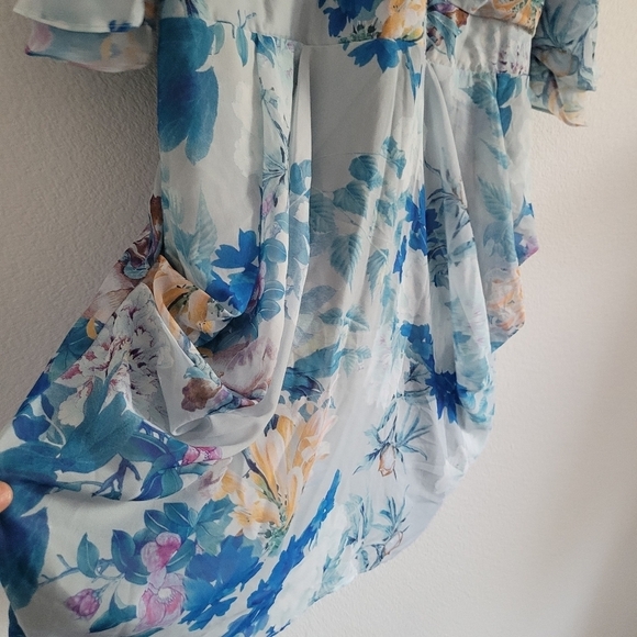 City Chic kiku floral draped chiffon vneck belted dress - Picture 6 of 13